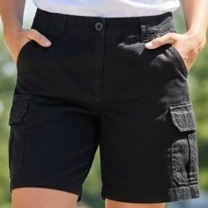 New York & Company Size 14 $50 Black Cotton Cargo Shorts Flap Pockets Cuffed Hem